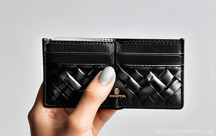 보테가 베네타 인트레치아토 지갑의 매력 - **Organized Sophistication (Zip-Around Wallet):**
    An eye-level shot capturing a well-dressed ind...