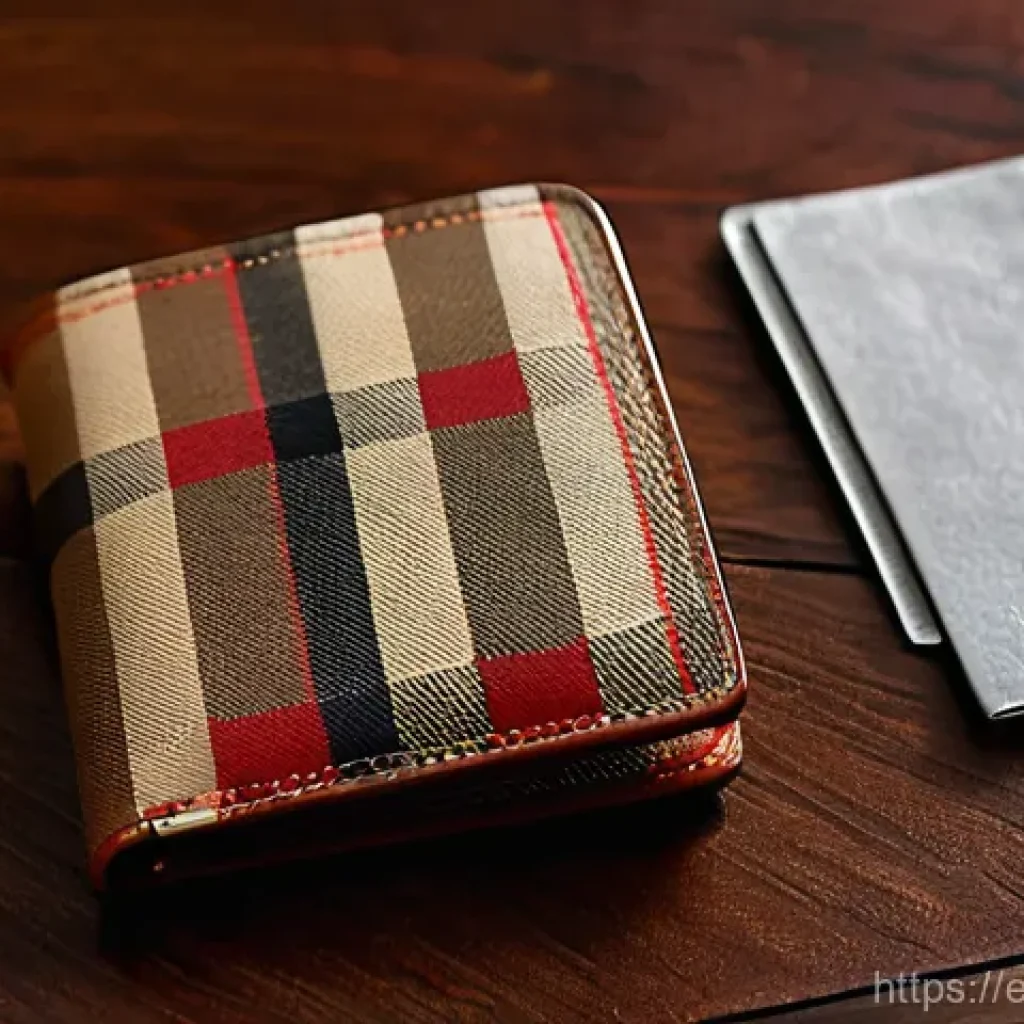 버버리 빈티지 체크 vs 루이비통 모노그램 지갑 - **Prompt 1: Burberry Vintage Check Wallet - Quiet British Elegance**
    "A close-up shot of a sophi...