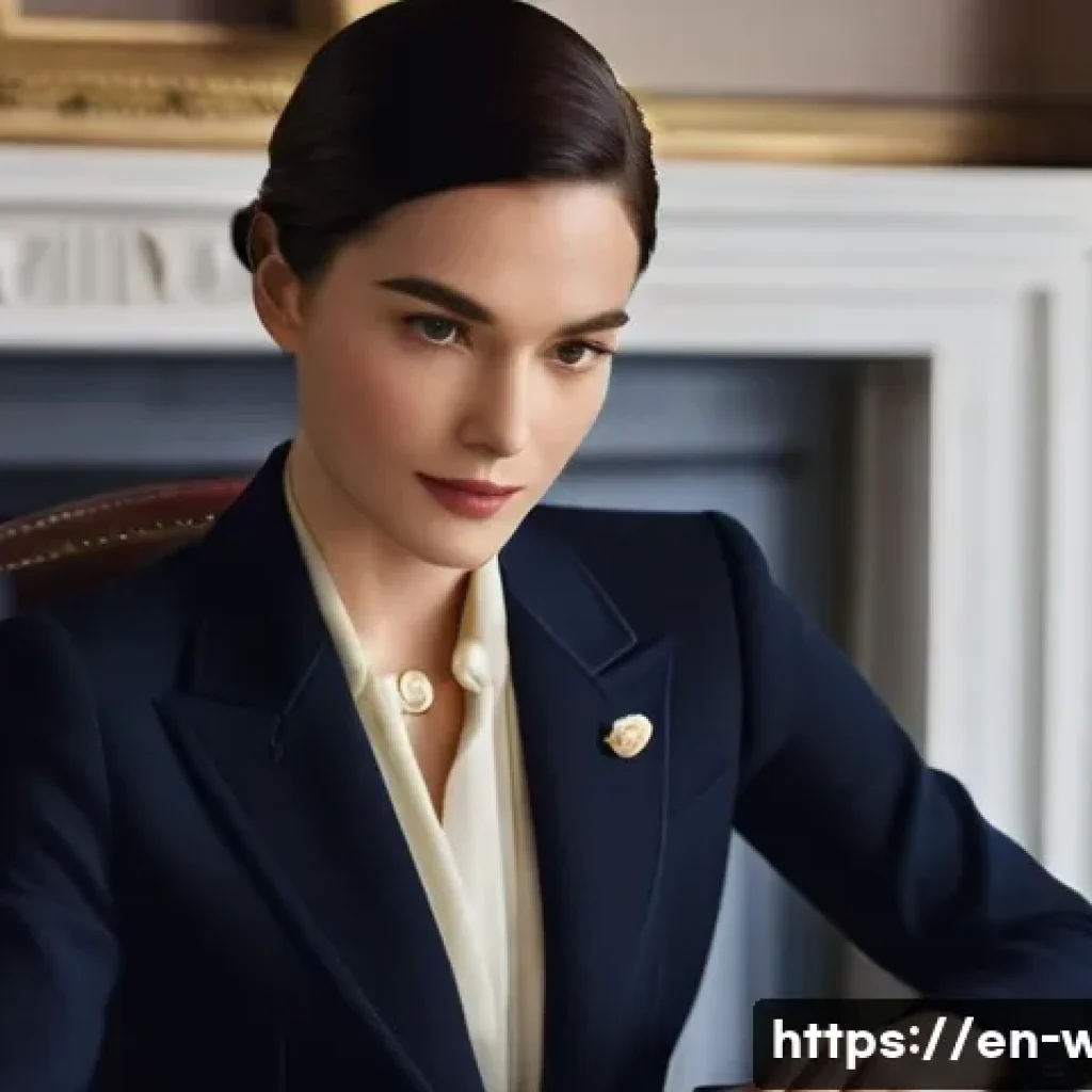 샤넬 코코 지갑과 퀼팅 지갑의 차이점 - **Prompt:** A sophisticated woman, aged 30s, elegantly seated at a polished mahogany desk in a luxur...