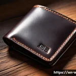 스마텍 가죽 지갑과 스마트 기능 비교 - A high-resolution close-up of a traditional leather wallet made from full-grain leather, showcasing ...