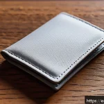 유니클로 에어리즘 지갑과 패션 지갑 차이 - A close-up shot of a minimalist wallet made from lightweight, breathable synthetic fabric similar to...