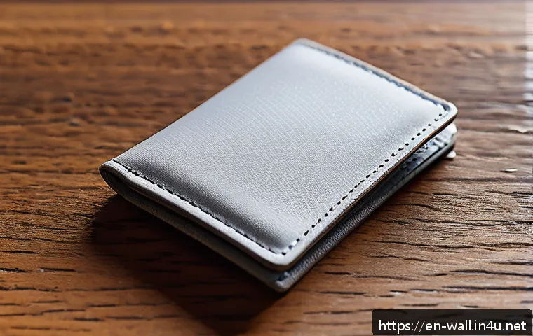 유니클로 에어리즘 지갑과 패션 지갑 차이 - A close-up shot of a minimalist wallet made from lightweight, breathable synthetic fabric similar to...